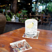 フォトコラージュ白い誕生日パーティー スクエアペーパーコースター