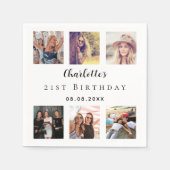 フォトコラージュ白い誕生日パーティー スタンダードカクテルナプキン (正面)