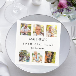 フォトコラージュ白い誕生日パーティー スタンダードカクテルナプキン