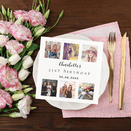 フォトコラージュ白い誕生日パーティー スタンダードカクテルナプキン