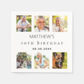 フォトコラージュ白い誕生日パーティー スタンダードカクテルナプキン (正面)