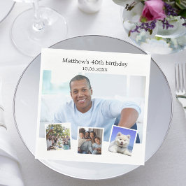 フォトコラージュ白い誕生日パーティー スタンダードランチョンナプキン