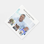 フォトコラージュ白い誕生日パーティー スタンダードランチョンナプキン (角)