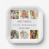 フォトコラージュ白い誕生日パーティー ペーパープレート (正面)