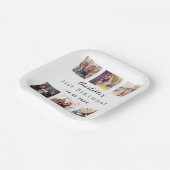 フォトコラージュ白い誕生日パーティー ペーパープレート (傾斜あり)