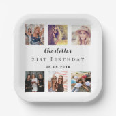 フォトコラージュ白い誕生日パーティー ペーパープレート (正面)