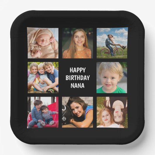 フォトコラージュ白黒カスタム紙プレート ペーパープレート (正面)