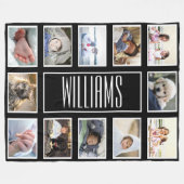 フォトコラージュ白黒デザイナ12写真 フリースブランケット (正面(横))