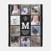 フォトコラージュ白黒モノグラム10写真 フリースブランケット (正面)