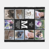 フォトコラージュ白黒モノグラム10写真 フリースブランケット (正面(横))