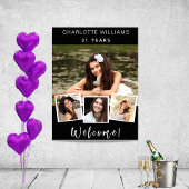 フォトコラージュ白黒誕生日パーティーへようこそ ポスター