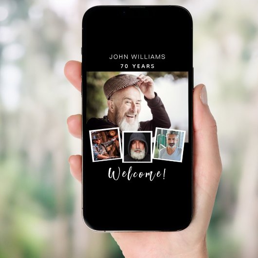 フォトコラージュ白黒誕生日パーティーへようこそ ポスター