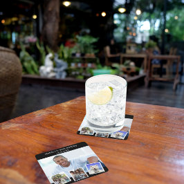 フォトコラージュ白黒誕生日パーティー スクエアペーパーコースター