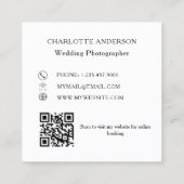 フォトコラージュ白黒黒QRコード スクエア名刺 (裏面)