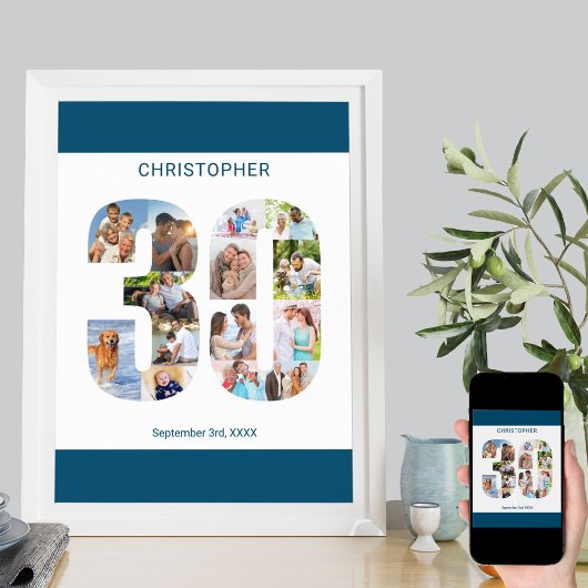 フォトコラージュ第30位パーソナライズされたの誕生日 ポスター