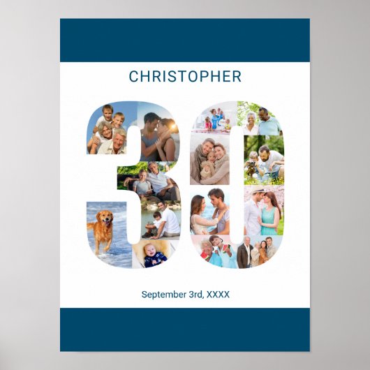 フォトコラージュ第30位パーソナライズされたの誕生日 ポスター (正面)