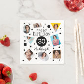 フォトコラージュ紙吹雪名30th Birthday スタンダードカクテルナプキン (インサイチュ)