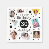 フォトコラージュ紙吹雪名30th Birthday スタンダードカクテルナプキン (正面)