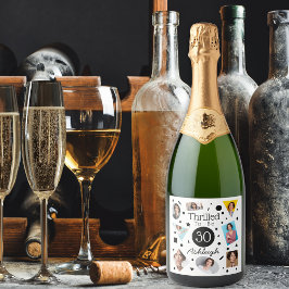 フォトコラージュ紙吹雪名30th Birthday スパークリングワインラベル