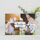 フォトコラージュ素朴の結婚3つのサンキューカード サンキューカード (スタンド正面)