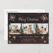 フォトコラージュ素朴ウッドスノーフレーク シーズンポストカード (正面/裏面)