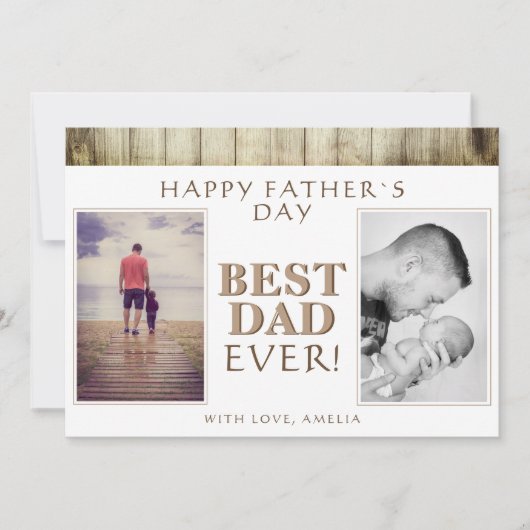 フォトコラージュ素朴ウッド最高のパパ父の日 カード (正面)