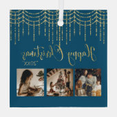 フォトコラージュ素朴ブルーガーランドライト3 ガラスオーナメント (裏面)