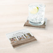 フォトコラージュ素朴モノグラムNEWLYWEDS結婚のバージョン ガラスコースター (アングル)