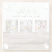 フォトコラージュ素朴モノグラムNEWLYWEDS結婚のバージョン ガラスコースター (裏面)