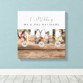 フォトコラージュ素朴モノグラムNEWLYWEDS結婚のバージョン キャンバスプリント (インサイチュ (ウッドフロア))