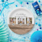 フォトコラージュ素朴モノグラムNEWLYWEDS結婚のバージョン ペーパープレート (パーティー)