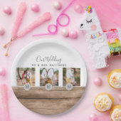 フォトコラージュ素朴モノグラムNEWLYWEDS結婚のバージョン ペーパープレート (パーティー)