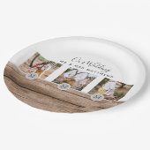 フォトコラージュ素朴モノグラムNEWLYWEDS結婚のバージョン ペーパープレート (アングル)