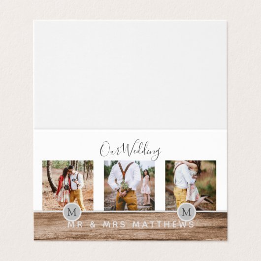 フォトコラージュ素朴モノグラムNEWLYWEDS結婚のバージョン 名刺 (外部フラット)