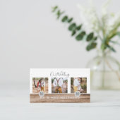 フォトコラージュ素朴モノグラムNEWLYWEDS結婚のバージョン 名刺 (スタンド正面)