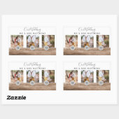 フォトコラージュ素朴モノグラムNEWLYWEDS結婚のバージョン 長方形シール (シート)