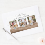 フォトコラージュ素朴モノグラムNEWLYWEDS結婚のバージョン 長方形シール (封筒)