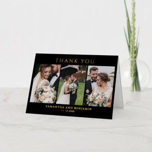 フォトコラージュ結婚の感謝ゴールドフォイルカード 箔グリーティングカード