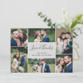 フォトコラージュ結婚の感謝フラットカード | グレー サンキューカード (スタンド正面)
