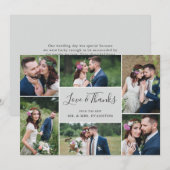 フォトコラージュ結婚の感謝フラットカード | グレー サンキューカード (正面/裏面)