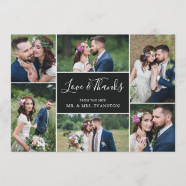 フォトコラージュ結婚の感謝フラットカード | 黒檀 サンキューカード