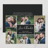 フォトコラージュ結婚の感謝フラットカード | 黒檀 サンキューカード (正面/裏面)