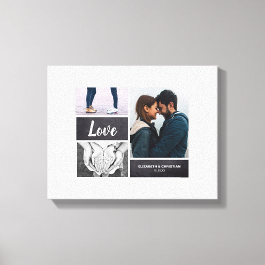 フォトコラージュ結婚の署名と署名 キャンバスプリント (正面)