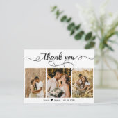 フォトコラージュ結婚スクリプトの感謝はがき ポストカード (スタンド正面)