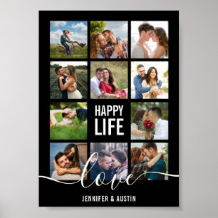 フォトコラージュ結婚ブラックのポスター ポスター