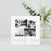 フォトコラージュ結婚白黒のサンキューカード 招待状 (スタンド正面)