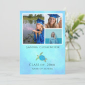 フォトコラージュ航海のウミガメ青の卒業 案内状 (スタンド正面)