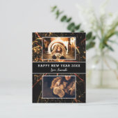 フォトコラージュ花火お正月おめでとう シーズンポストカード (スタンド正面)