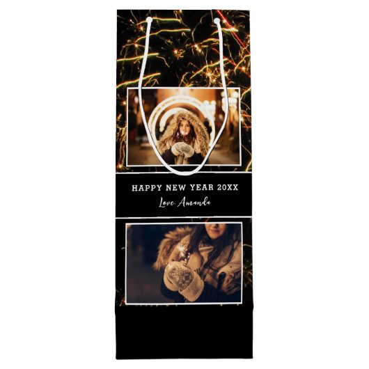 フォトコラージュ花火お正月おめでとう ワインギフトバッグ (裏面)