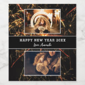 フォトコラージュ花火お正月おめでとう ワインラベル (シングルラベル)